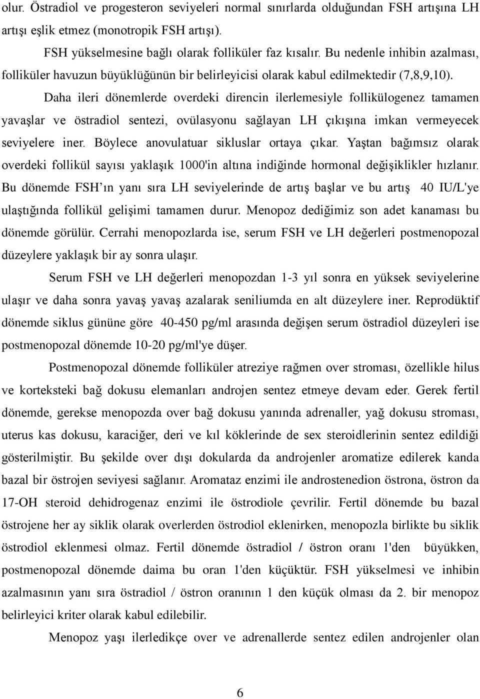 Daha ileri dönemlerde overdeki direncin ilerlemesiyle follikülogenez tamamen yavaşlar ve östradiol sentezi, ovülasyonu sağlayan LH çıkışına imkan vermeyecek seviyelere iner.