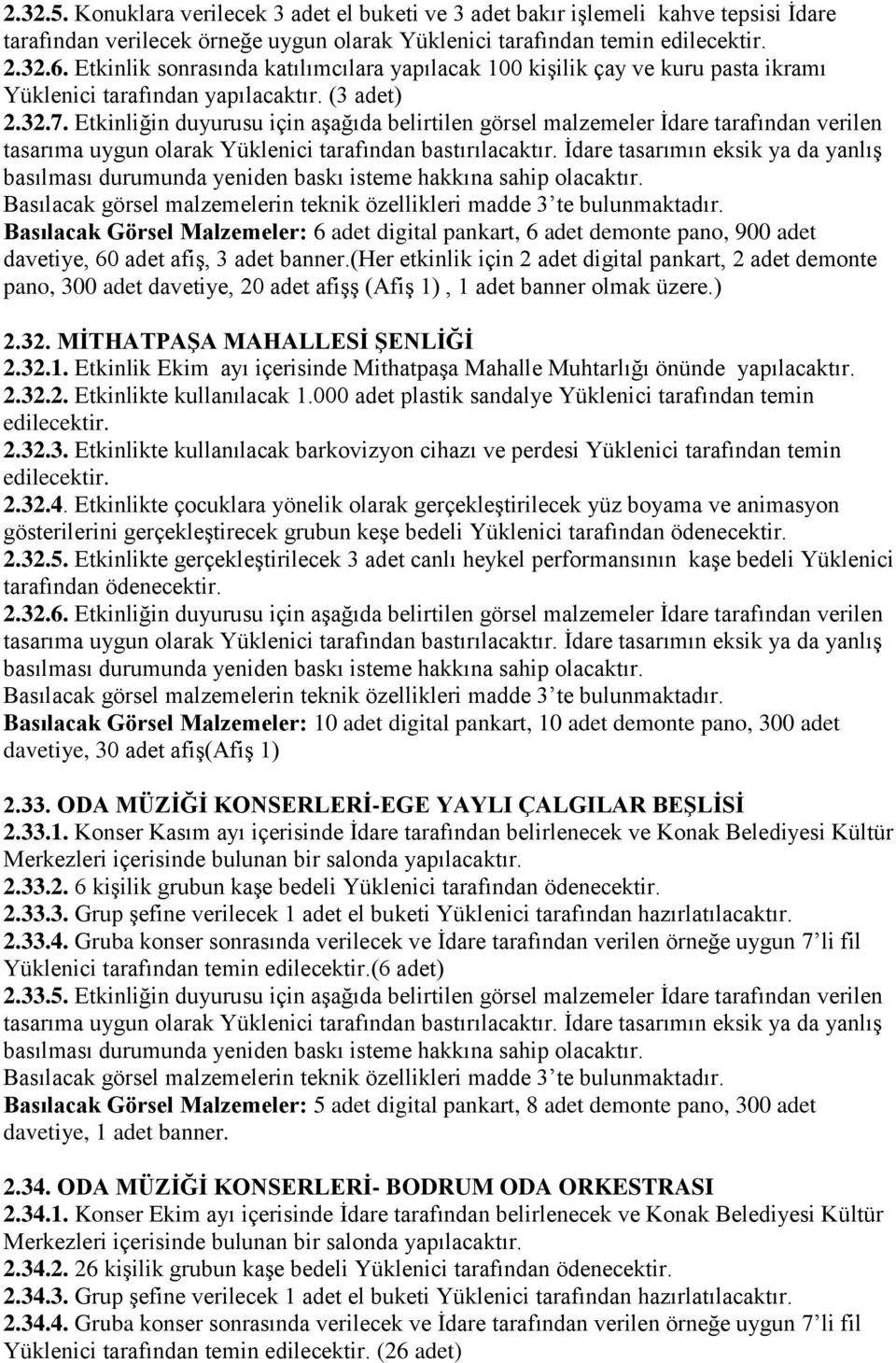 Etkinliğin duyurusu için aşağıda belirtilen görsel malzemeler İdare tarafından verilen Basılacak Görsel Malzemeler: 6 adet digital pankart, 6 adet demonte pano, 900 adet davetiye, 60 adet afiş, 3