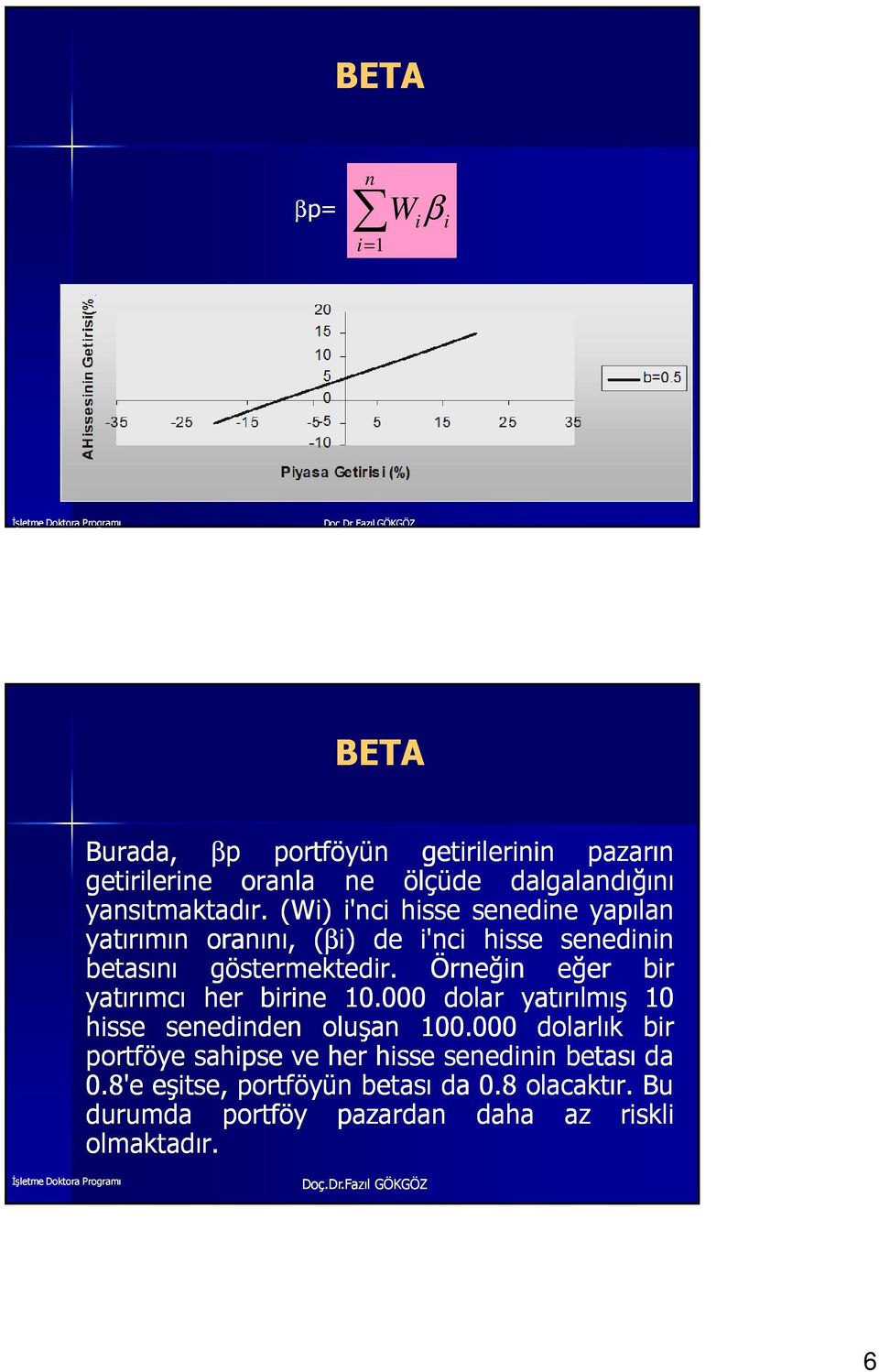 Örneğin eğer bir yatırımcı her birine 10.000000 dolar yatırılmış 10 hisse senedinden oluşan 100.