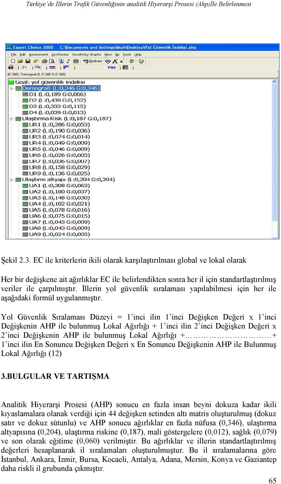 İllerin yol güvenlik sırlmsı ypılbilmesi için her ile şğıdki formül uygulnmıştır.