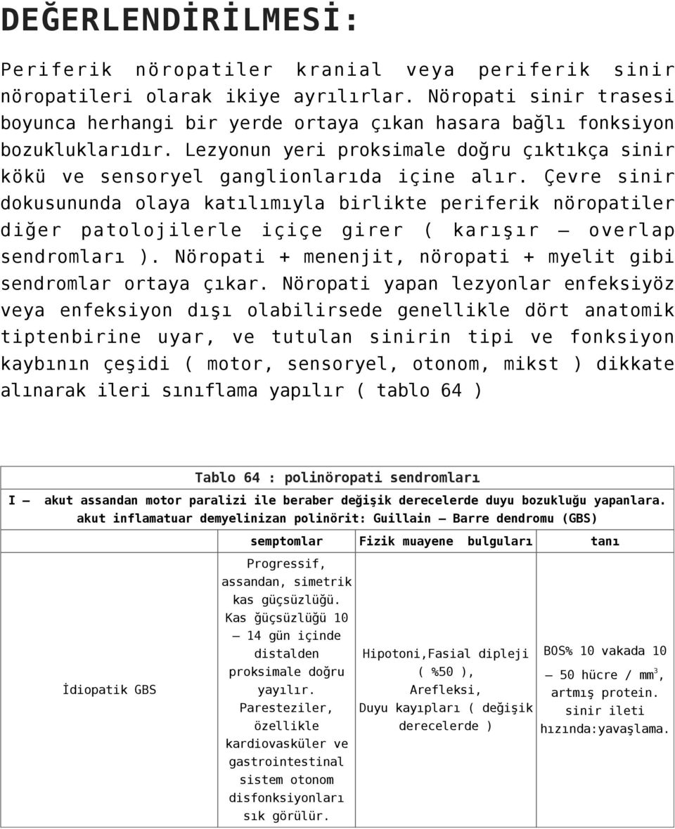 Çevre sinir dokusununda olaya katılımıyla birlikte periferik nöropatiler diğer patolojilerle içiçe girer ( karışır overlap sendromları ).