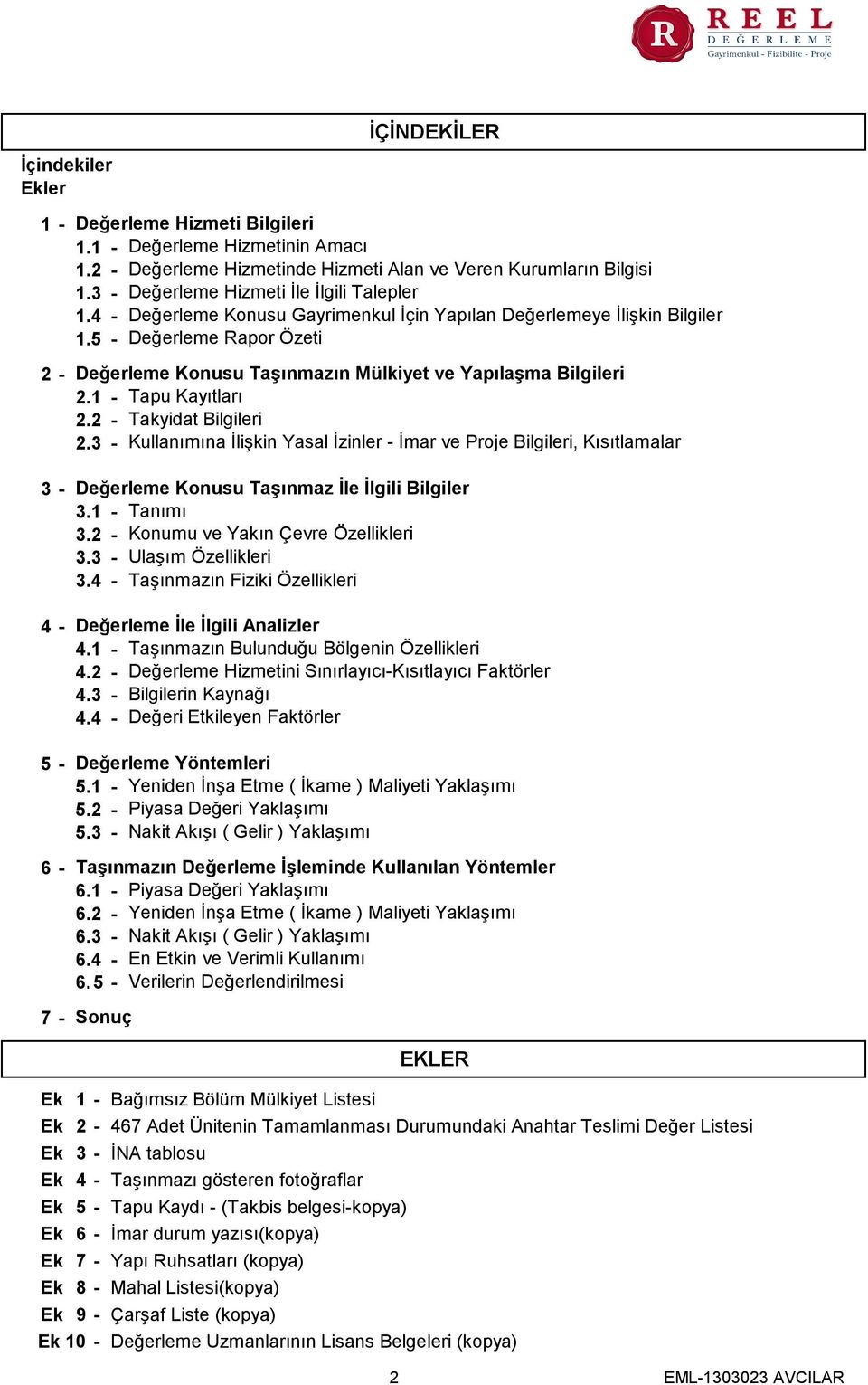 1 - Tapu Kayıtları 2.2 - Takyidat Bilgileri 2.3 - Kullanımına İlişkin Yasal İzinler - İmar ve Proje Bilgileri, Kısıtlamalar 3-4 - 5-6 - 7 - Değerleme Konusu Taşınmaz İle İlgili Bilgiler 3.