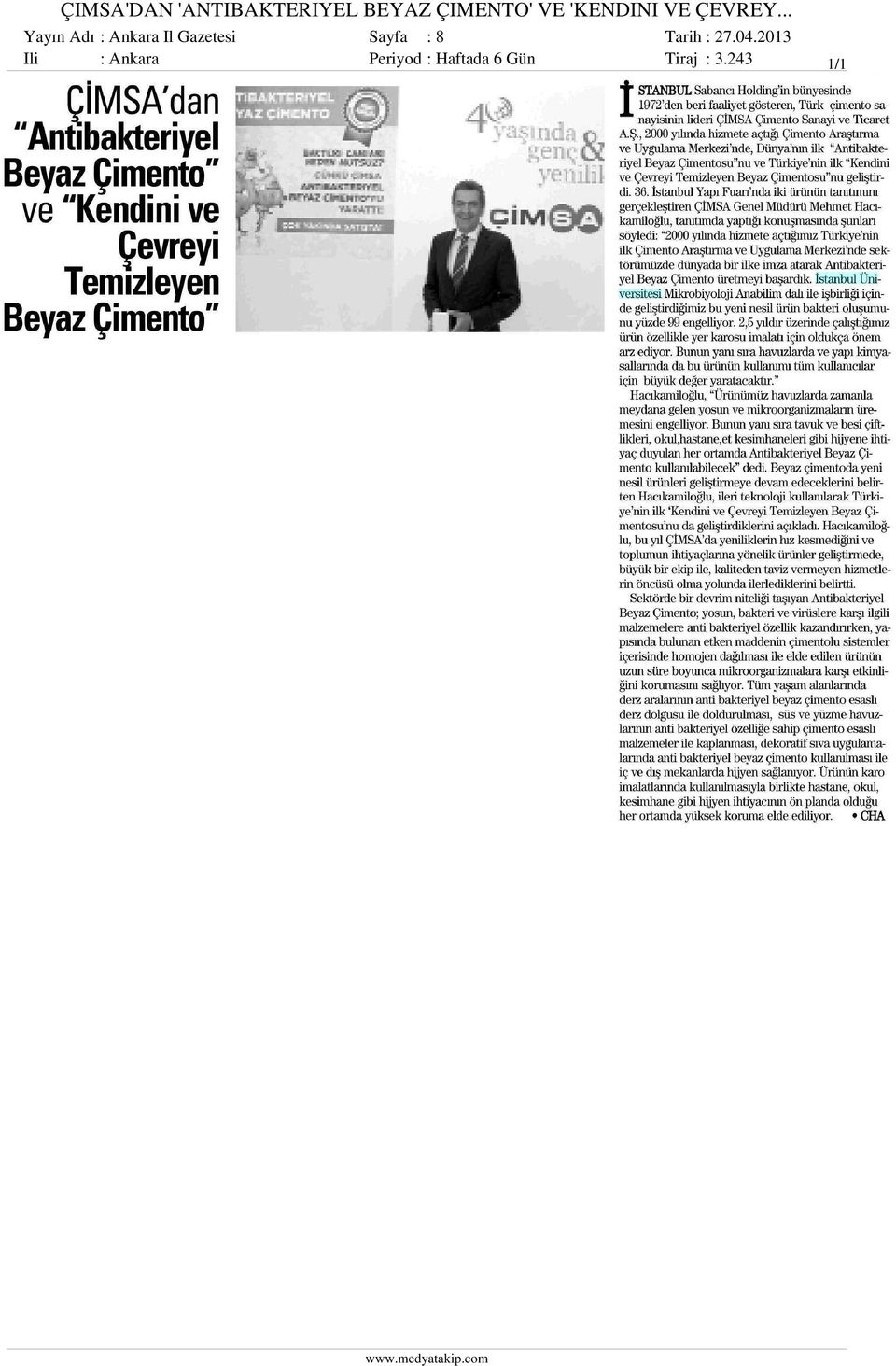 .. Yayın Adı : Ankara Il Gazetesi Sayfa : 8