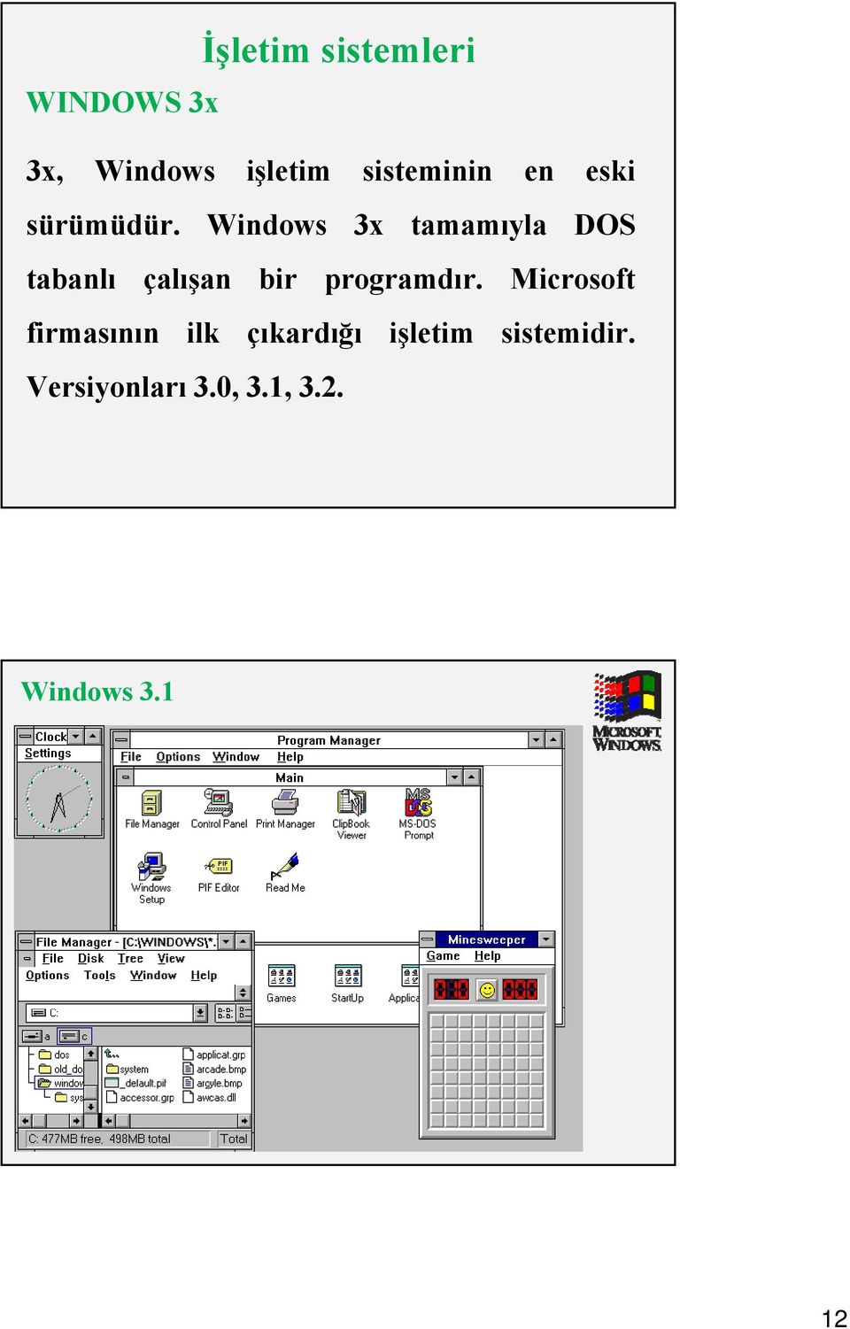 Windows 3x tamamıyla DOS tabanlı çalışan bir programdır.