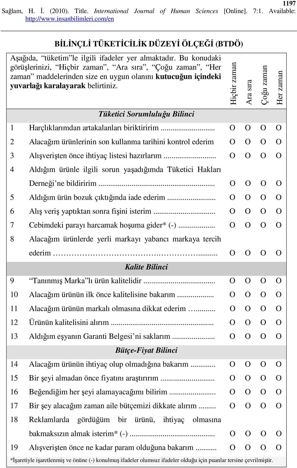 Tüketici Sorumluluğu Bilinci 1 Harçlıklarımdan artakalanları biriktiririm... O O O O 2 Alacağım ürünlerinin son kullanma tarihini kontrol ederim O O O O 3 Alışverişten önce ihtiyaç listesi hazırlarım.