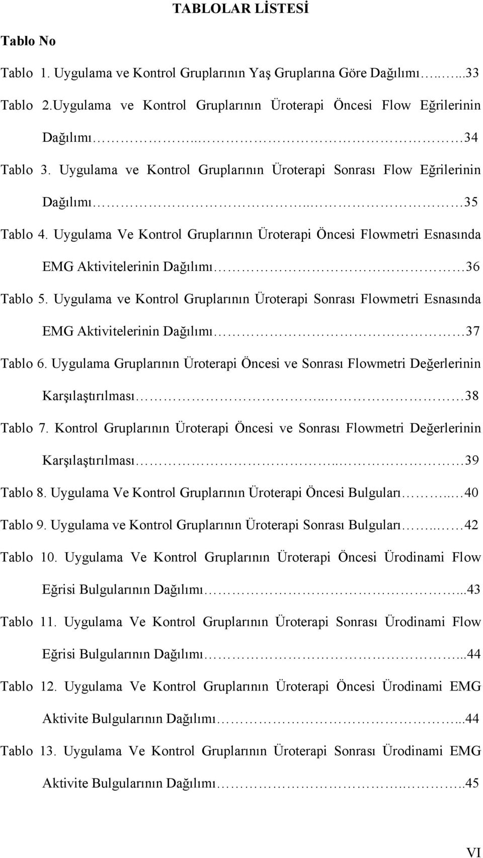 Uygulama ve Kontrol Gruplarının Üroterapi Sonrası Flowmetri Esnasında EMG Aktivitelerinin Dağılımı 37 Tablo 6.