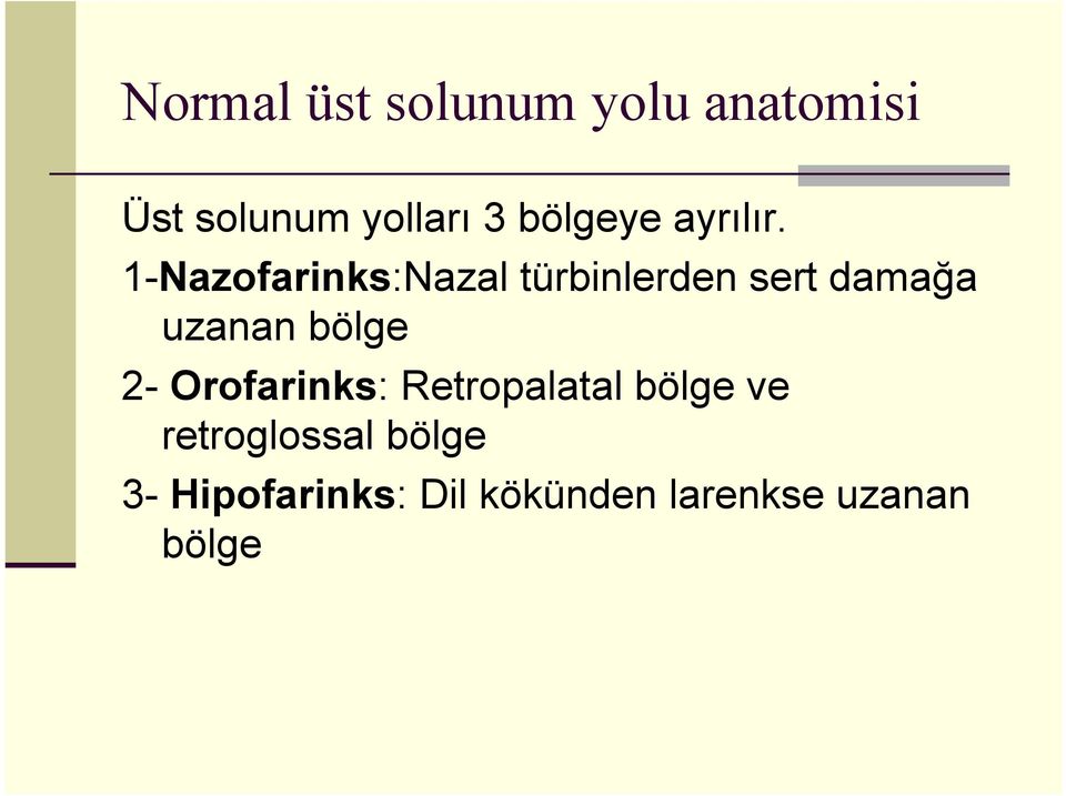 1-Nazofarinks:Nazal türbinlerden sert damağa uzanan bölge