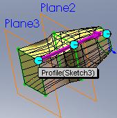 3-) Direction Vectoralanı seçilir ve plane 2 seçilir. 4-) Reverse Tangent Directinde değer verilerek ayarlanır. 2-1-c-)Normal To Profil: Başlangıç için normal profil yolunun takip edilmesini sağlar.
