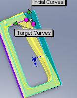 2-2-c)Fixed Curves,Edges,Faces: Üzerinde değişiklik yapılmayacak Bükme, Kenar, yüzeyler seçilir. 1-) Initial Curve işaretlenir Eğri köşe seçilir.