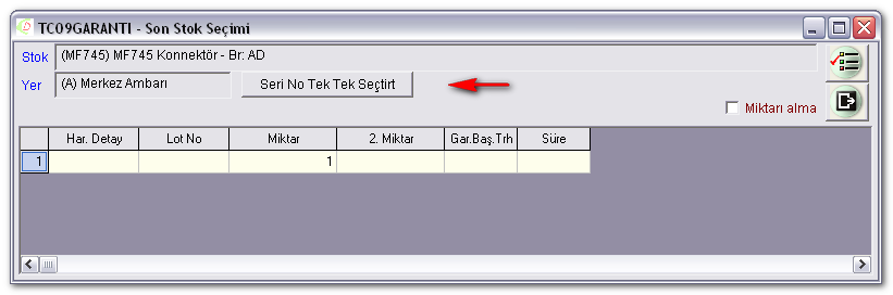 Bu tarihten itibaren stok tanımında belirtilen süre kadar garanti altında olacak ve bu bilgi sistemde dayanıklı mallar garanti listesi altında tutulmaya devam edecektir.