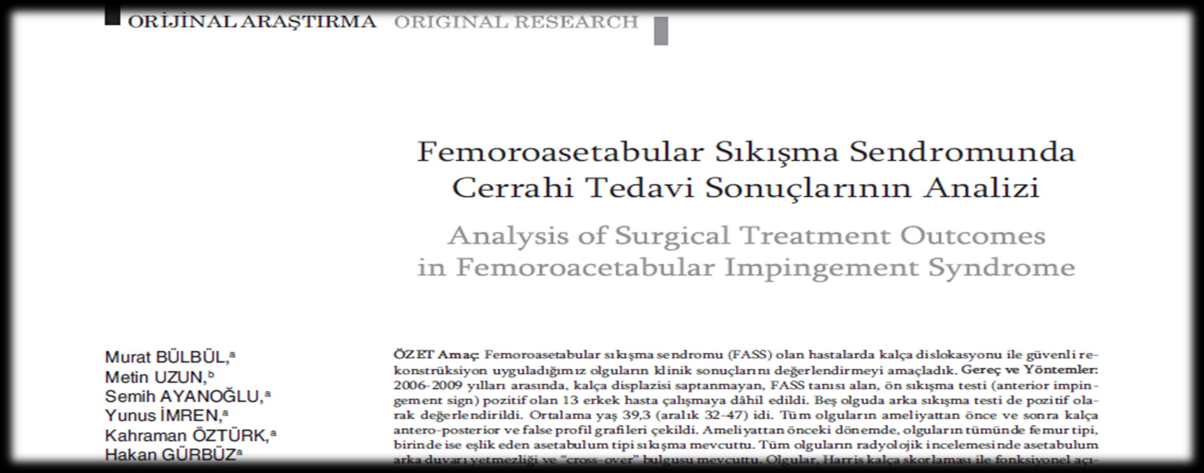 Analysis of Surgical Treatment Outcomes in Femoroacetabular