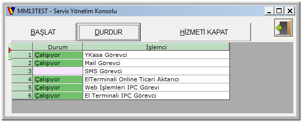 SERVİSLERİ KAPATMAK Arka planda başlatılmış olan servisleri durdurmak, yeniden başlatmak ya da tümüyle kapatmak için