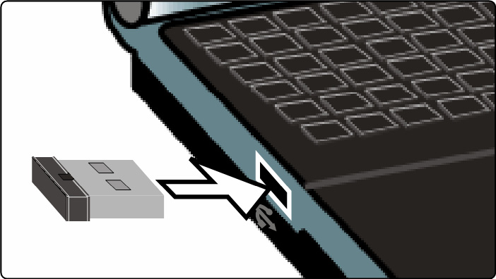 Bluetooth Dongle i, tuşu yukarıya gelecek şekilde PC nin/dizüstü bilgisayarın USB girişine takınız (resimdeki gibi). Cihazı takmak için zorlamayınız!