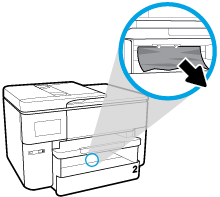 Kağıt sıkışmasını Tepsi 1'den gidermek için 1. Tepsi 1'i çekip yazıcıdan tamamen çıkarın. 2. Yazıcıda giriş tepsisinin olduğu yerdeki boşluğu kontrol edin.