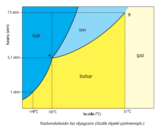 FAZ DİYAGRAMLARI Bir faz diyagramı, farklı basınç ve sıcaklık değerlerinde hangi fazın daha kararlı olduğunu gösteren bir haritadır.