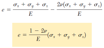 *2.13 Hacimsel Genleşme; Yığılma (Hacim) Modülü ε x, ε y ve ε z değerleri yerine konularak, Eleman