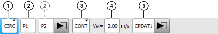 ERPE-METEG Adım 5. SmartHMI ana menüsünden; Doğrusal Rota Hareketi için Commands Motion LIN Dairesel Rota Hareketi için Commands Motion CIRC seçimi yapılır. LIN veya CIRC Inline-Formu ekrana gelir.
