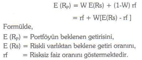 Eğer, W ile toplam yatırımın riskli varlığa yatırılan oranı