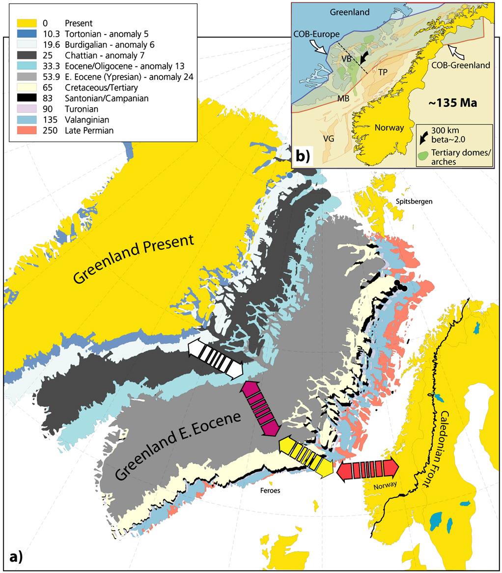 TERSİYER Grönland ın Avrupa dan ayrılması Grönland Avrupa dan Paleosen veya Eosen de ayrılmaya başlamıştır.