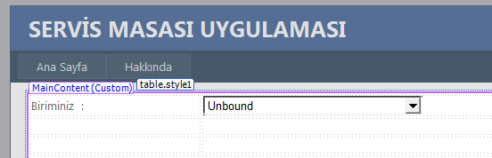 Uygulama 3 (dvm) Kullanici.aspx sayfasını Design modda açın.