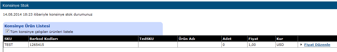 4.1. Konsinye Yönetim Ekranı Konsinye Yönetim Ekranı sayfasında konsinye çalışmak istediğiniz ürünleri belirtebilirsiniz ve konsinye ürünlerinizin durumunu görebilirsiniz.