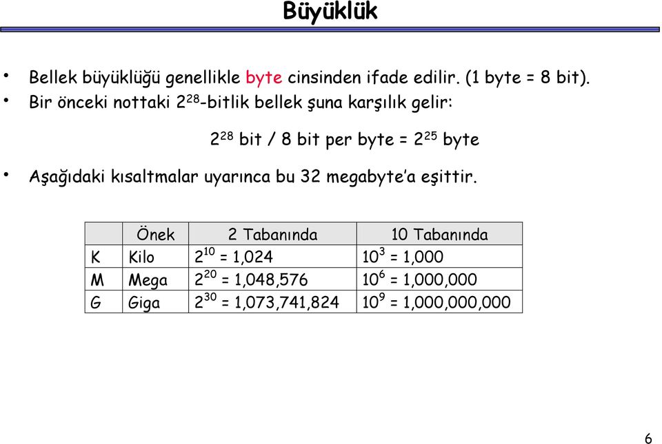 kısaltmalar uyarınca bu 32 megabyte a eşittir Önek 2 Tabanında 10 Tabanında K Kilo 2 10 = 1,024