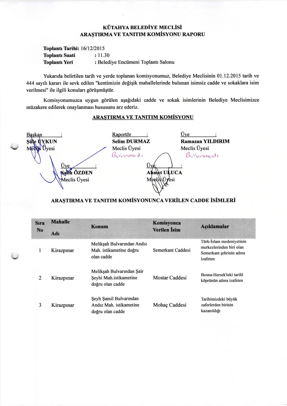 k0priinun adrna izafeten Kirazpmar Mohag Caddesi