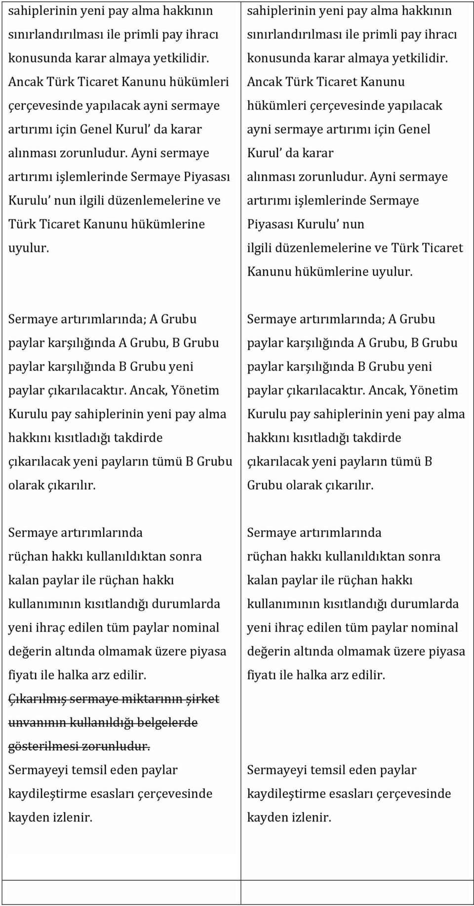 Ayni sermaye artırımı işlemlerinde Sermaye Piyasası Kurulu nun ilgili düzenlemelerine ve Türk Ticaret Kanunu hükümlerine uyulur.