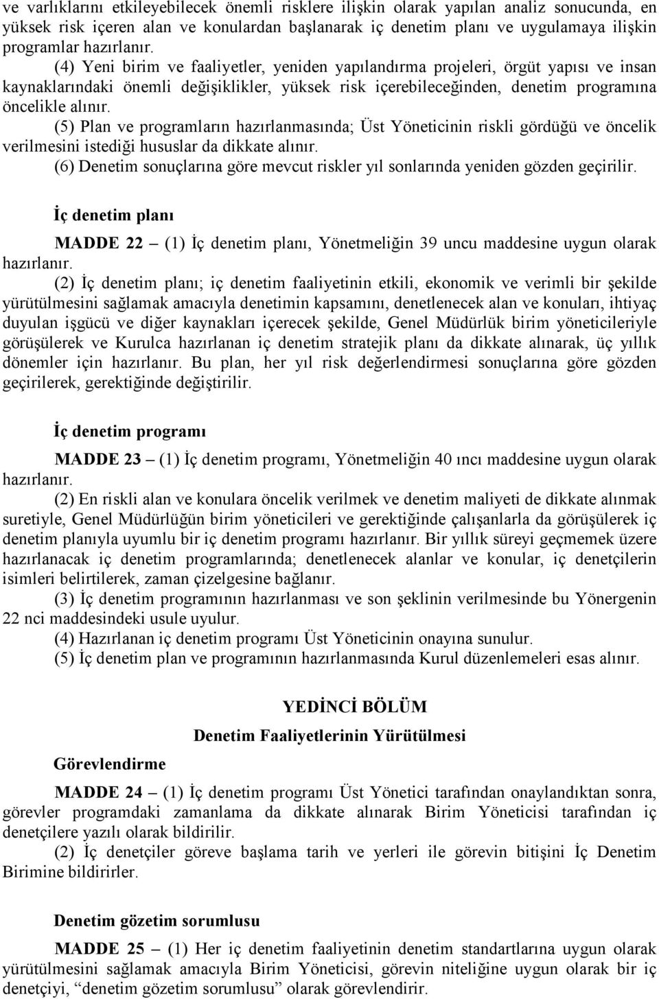 (4) Yeni birim ve faaliyetler, yeniden yapılandırma projeleri, örgüt yapısı ve insan kaynaklarındaki önemli değişiklikler, yüksek risk içerebileceğinden, denetim programına öncelikle alınır.