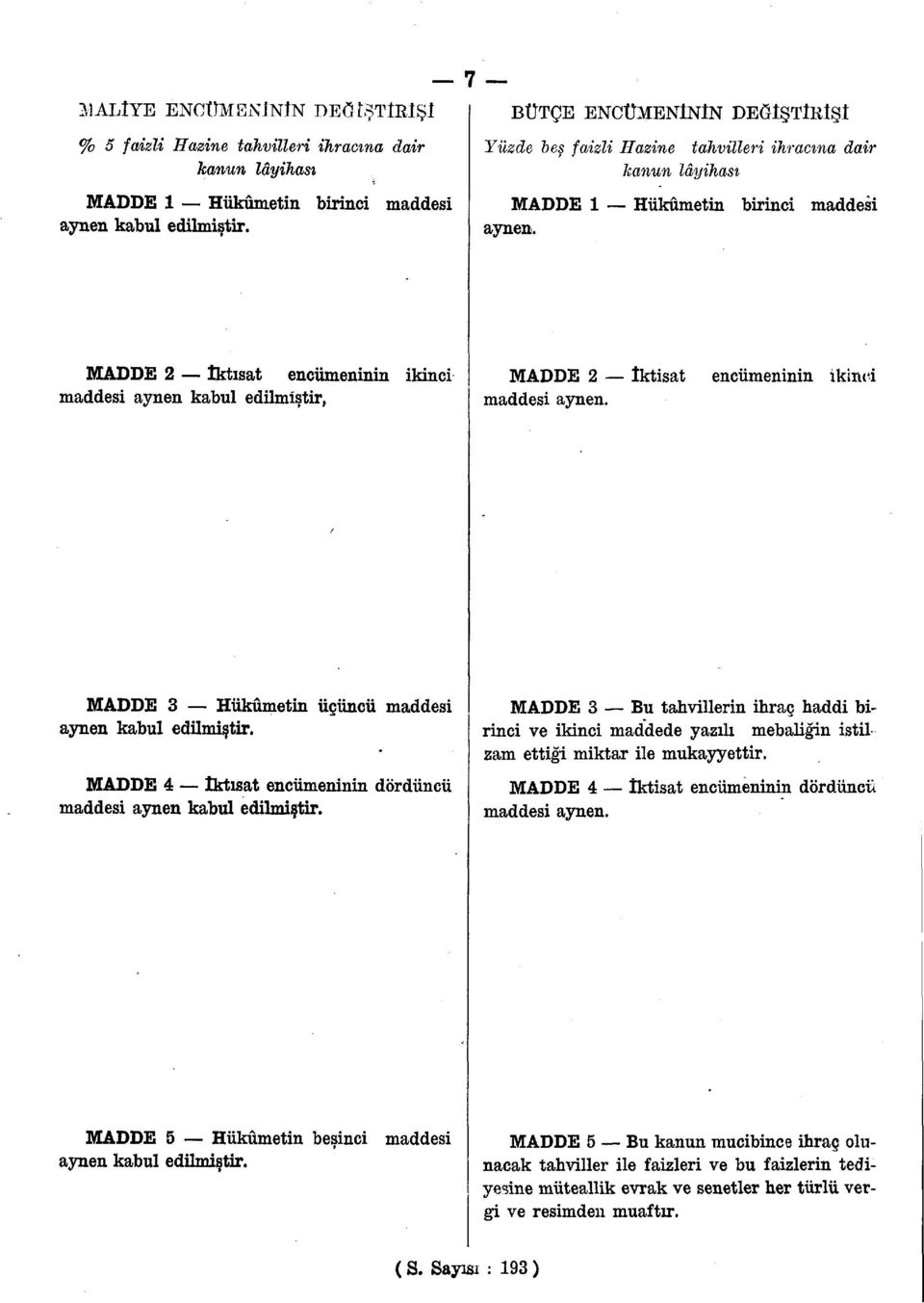 encümeninin ikinci MADDE 3 Hükümetin üçüncü maddesi MADDE 4 İktisat encümeninin dördüncü maddesi MADDE 3 Bu tahvillerin ihraç haddi birinci ve ikinci maddede yazılı mebaliğin istilzam ettiği miktar