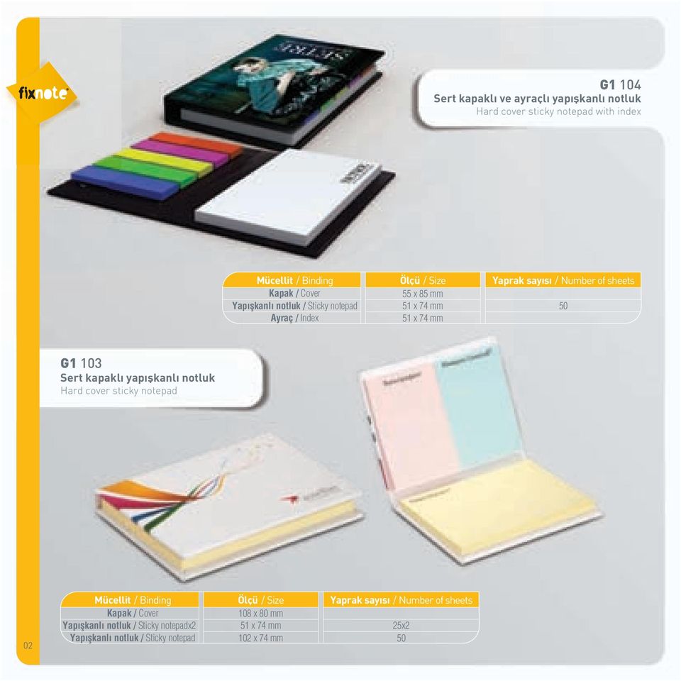 kapakl yap şkanl notluk Hard cover sticky notepad 02 Mücellit / Binding Yapışkanlı notluk / Sticky notepadx2