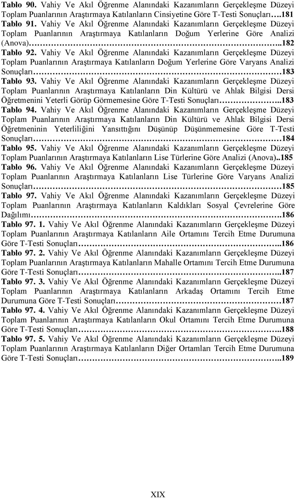 Vahiy Ve Akıl Öğrenme Alanındaki Kazanımların Gerçekleşme Düzeyi Toplam Puanlarının Araştırmaya Katılanların Doğum Yerlerine Göre Varyans Analizi Sonuçları 183 Tablo 93.