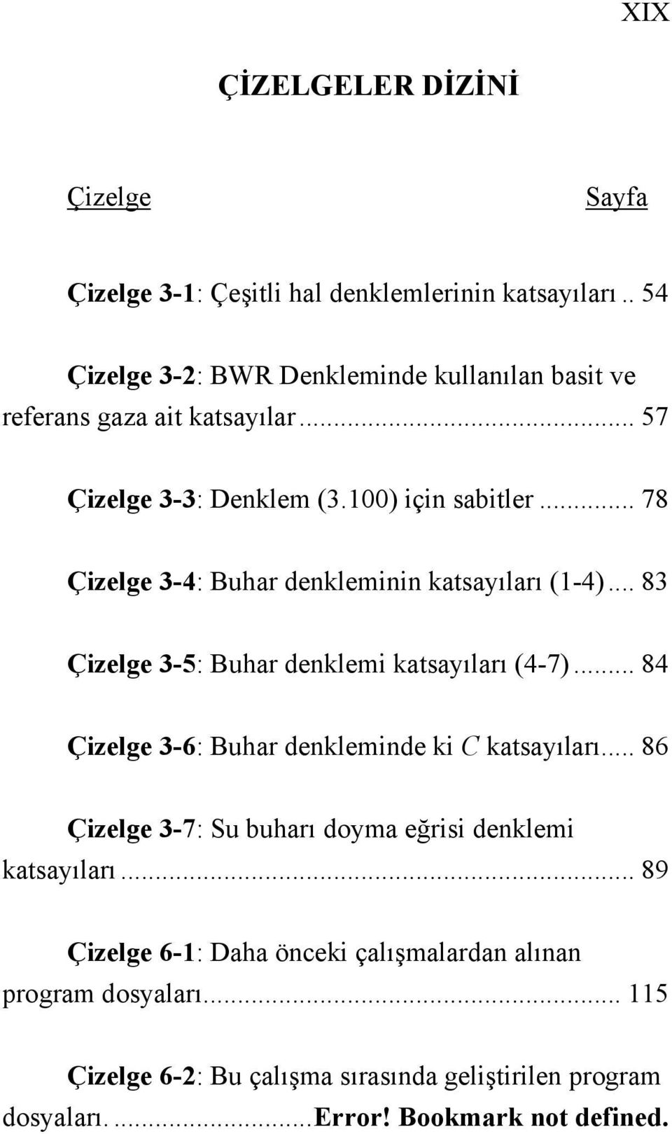 .. 78 Çizelge 3-4: Buhar denkleminin katsayıları (1-4)... 83 Çizelge 3-5: Buhar denklemi katsayıları (4-7).