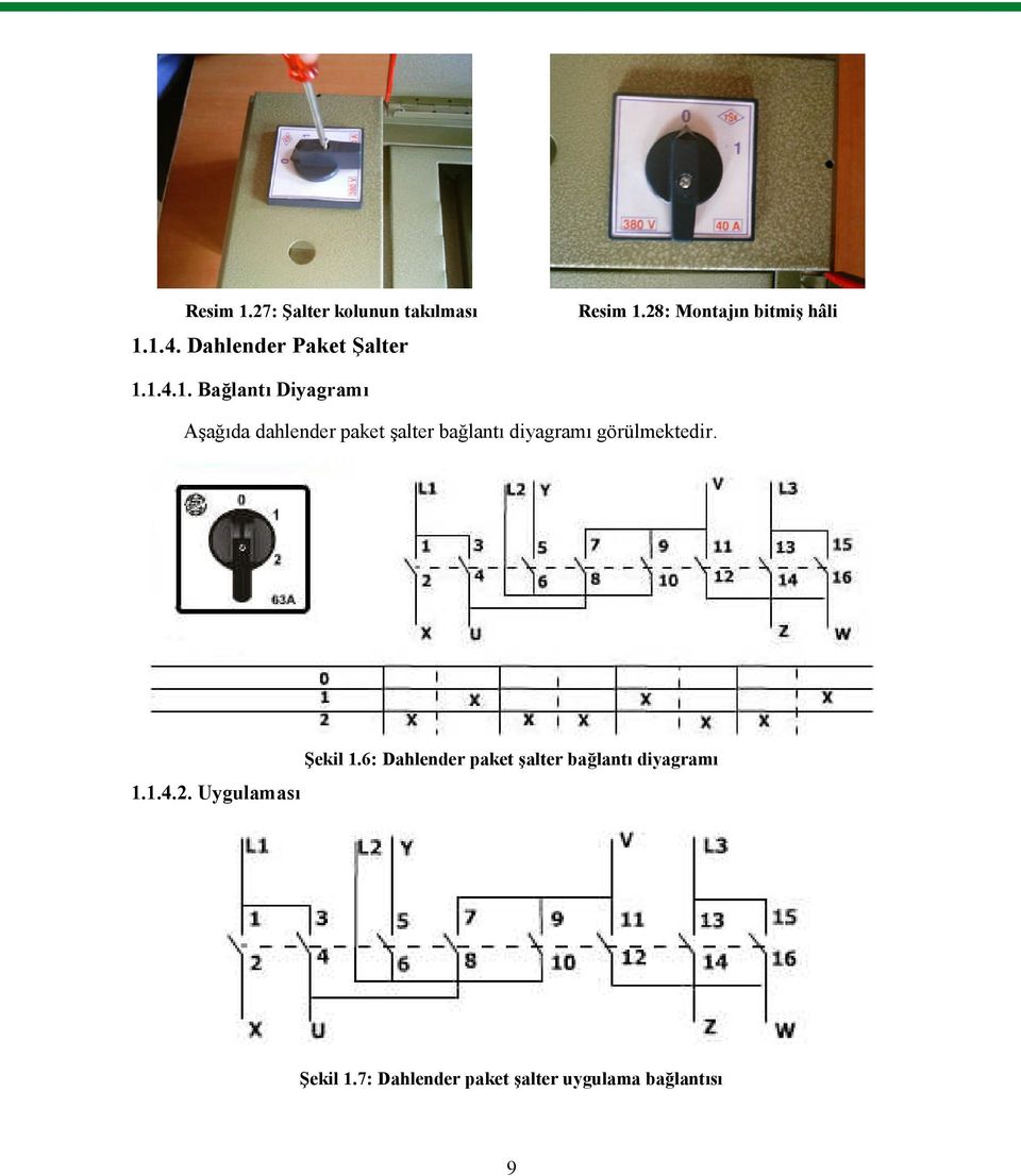 1.4.1. Bağlantı Diyagramı Aşağıda dahlender paket şalter bağlantı diyagramı