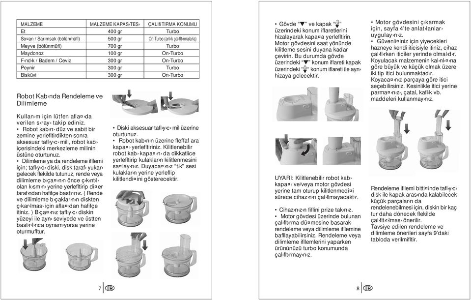 Motor gövdesini saat yönünde kilitleme sesini duyana kadar çevirin. Bu durumda gövde üzerindeki konum iflareti kapak üzerindeki konum iflareti ile ayn hizaya gelecektir.