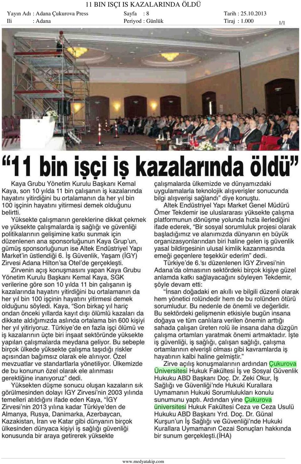 Çukurova Press Sayfa : 8 Ili :