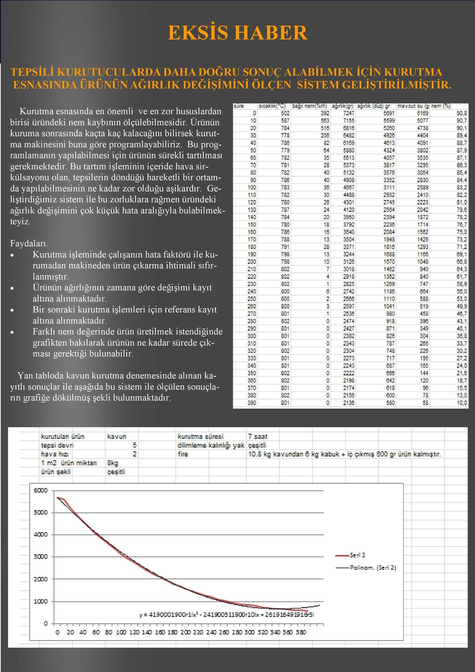 Bu programlamanın yapılabilmesi için ürünün sürekli tartılması gerekmektedir.