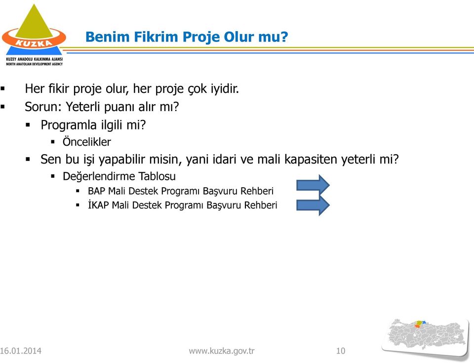 Öncelikler Sen bu işi yapabilir misin, yani idari ve mali kapasiten yeterli mi?