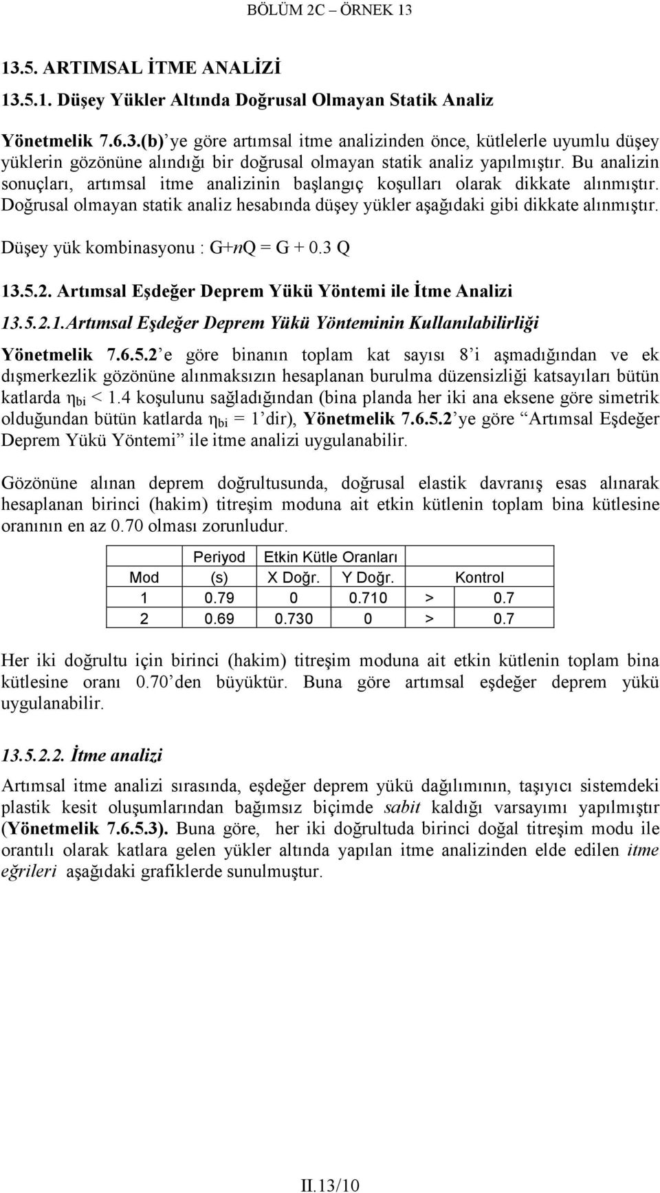 Düşey yük kombinasyonu : G+nQ = G +.3 Q 13.5.