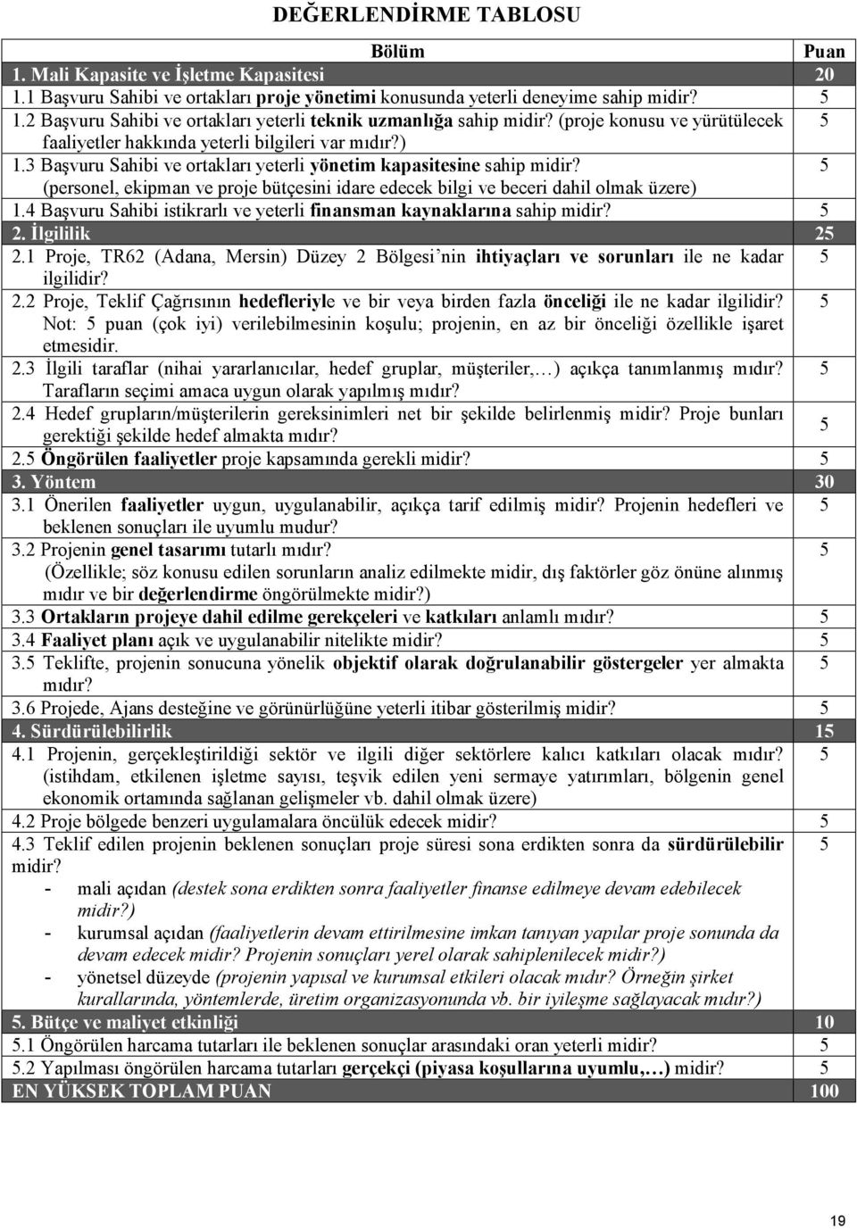 3 Başvuru Sahibi ve ortakları yeterli yönetim kapasitesine sahip midir? 5 (personel, ekipman ve proje bütçesini idare edecek bilgi ve beceri dahil olmak üzere) 1.