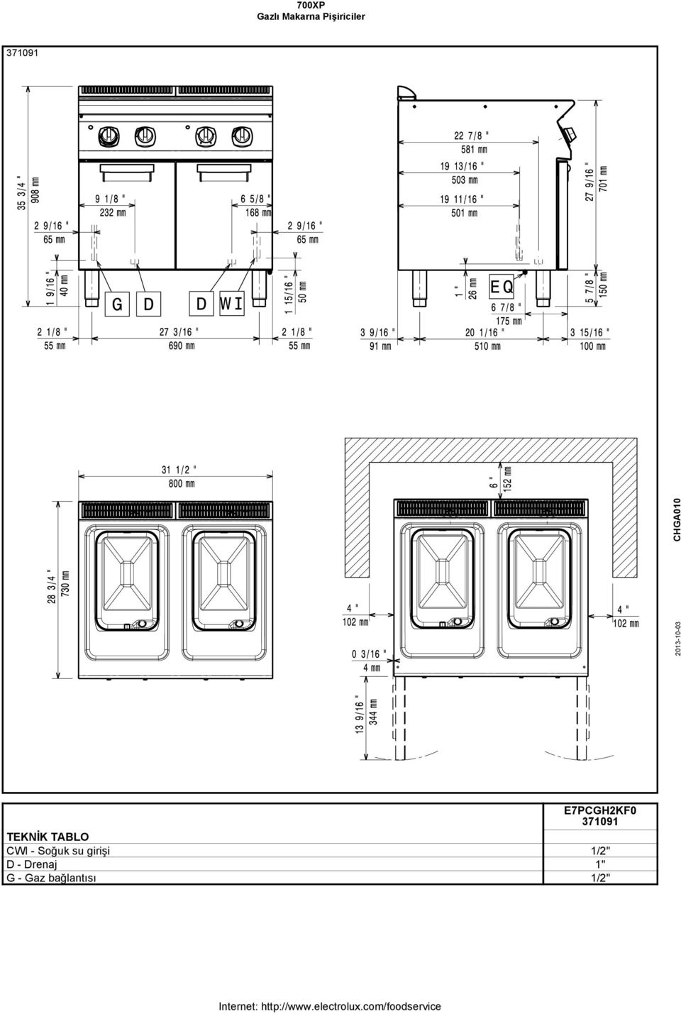 1/2" D - Drenaj 1"