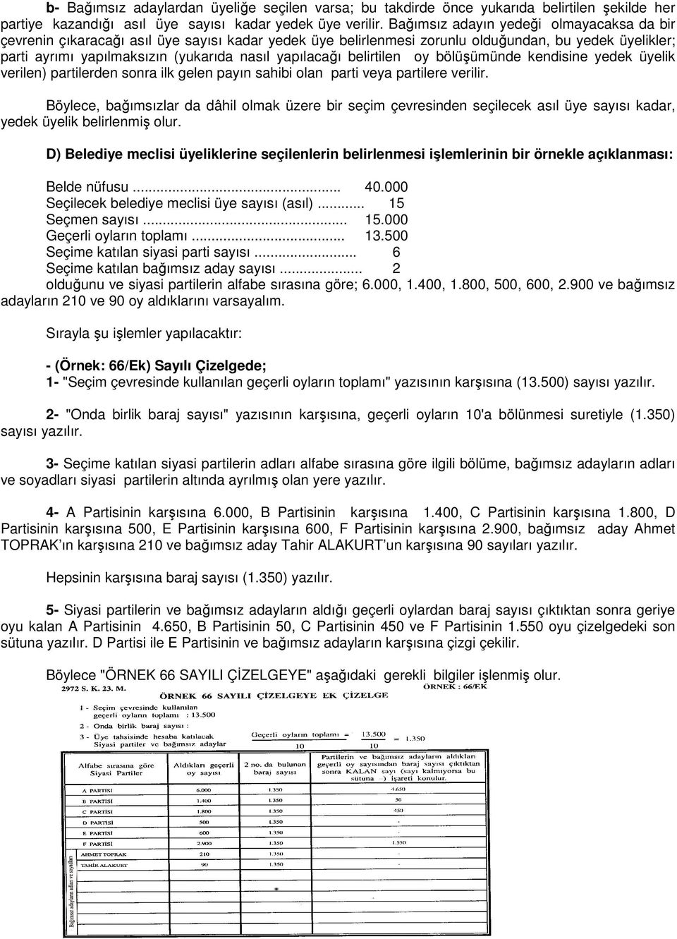 yapılacağı belirtilen oy bölüşümünde kendisine yedek üyelik verilen) partilerden sonra ilk gelen payın sahibi olan parti veya partilere verilir.