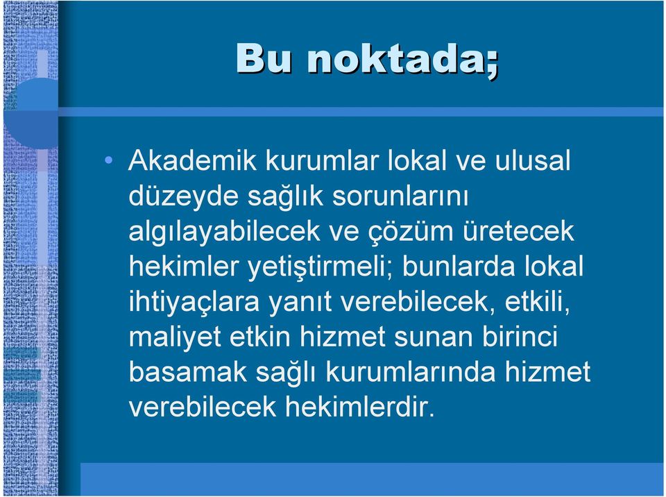 bunlarda lokal ihtiyaçlara yanıt verebilecek, etkili, maliyet etkin