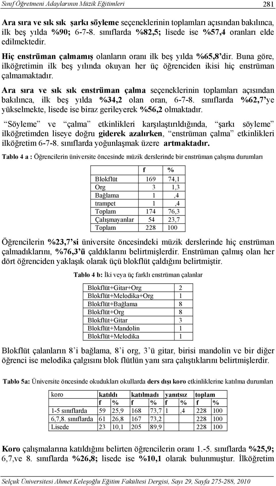 Buna göre, ilköğretimin ilk beş yılında okuyan her üç öğrenciden ikisi hiç enstrüman çalmamaktadır.