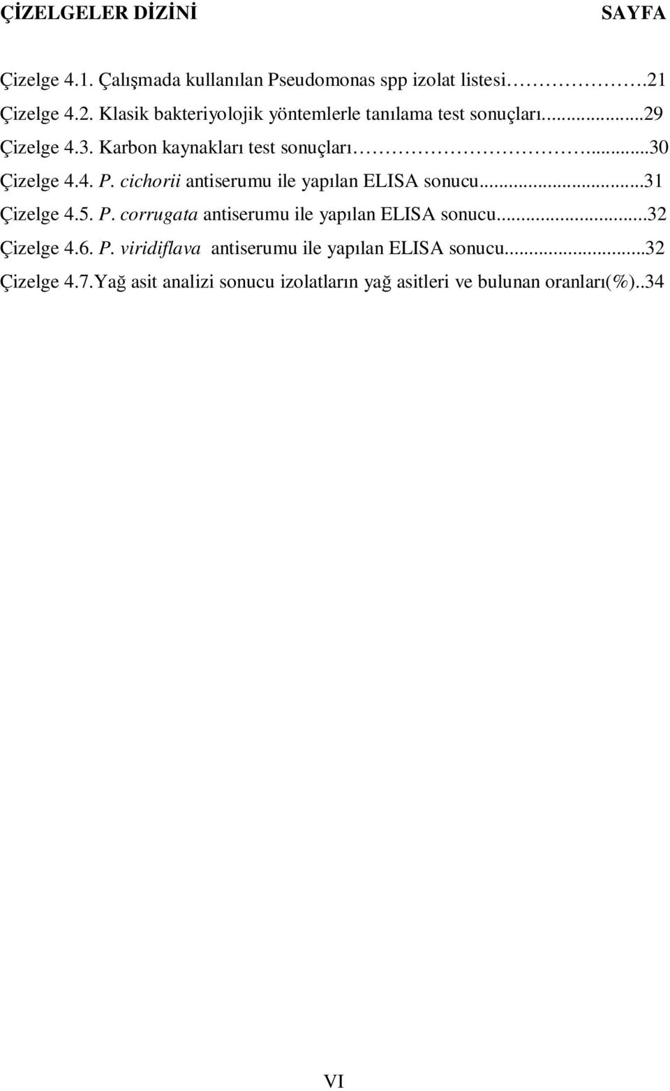 ..30 Çizelge 4.4. P. cichorii antiserumu ile yapılan ELISA sonucu...31 Çizelge 4.5. P. corrugata antiserumu ile yapılan ELISA sonucu.