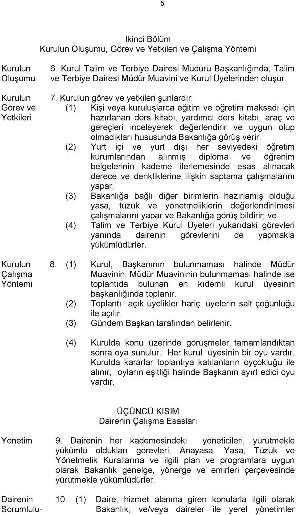 Kurulun görev ve yetkileri şunlardır: (1) Kişi veya kuruluşlarca eğitim ve öğretim maksadı için hazırlanan ders kitabı, yardımcı ders kitabı, araç ve gereçleri inceleyerek değerlendirir ve uygun olup