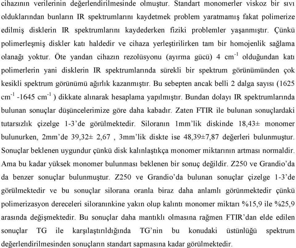 yaşanmıştır. Çünkü polimerleşmiş diskler katı haldedir ve cihaza yerleştirilirken tam bir homojenlik sağlama olanağı yoktur.