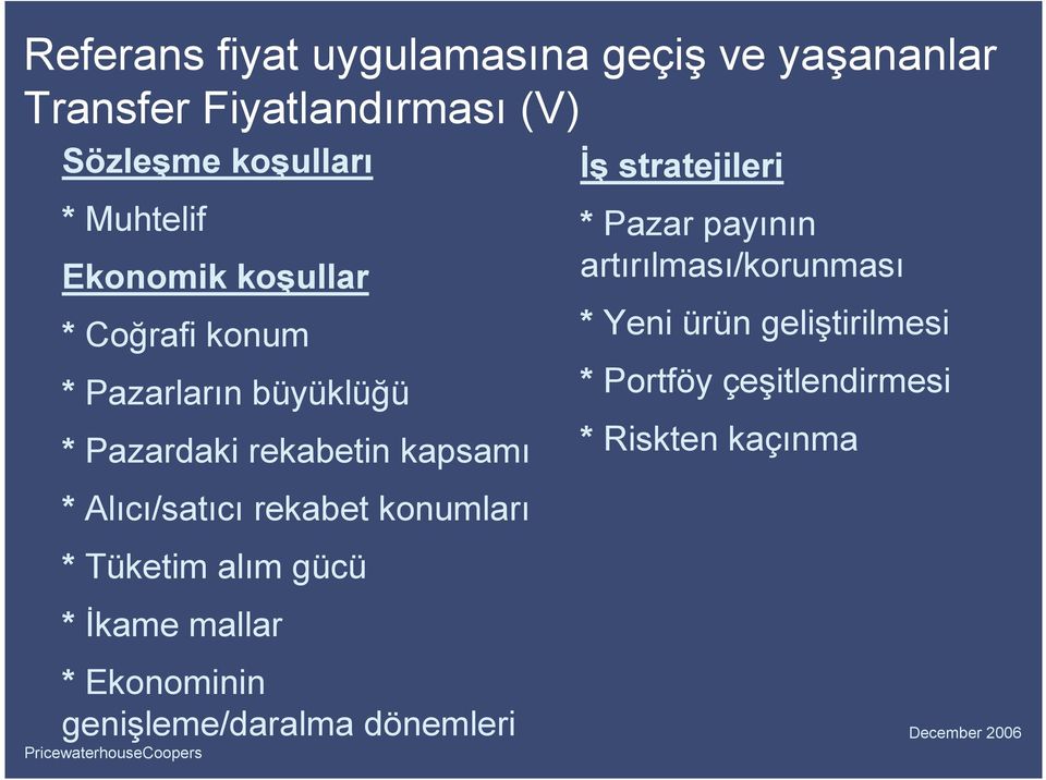 rekabet konumları * Tüketim alım gücü * Đkame mallar * Ekonominin genişleme/daralma dönemleri Đş