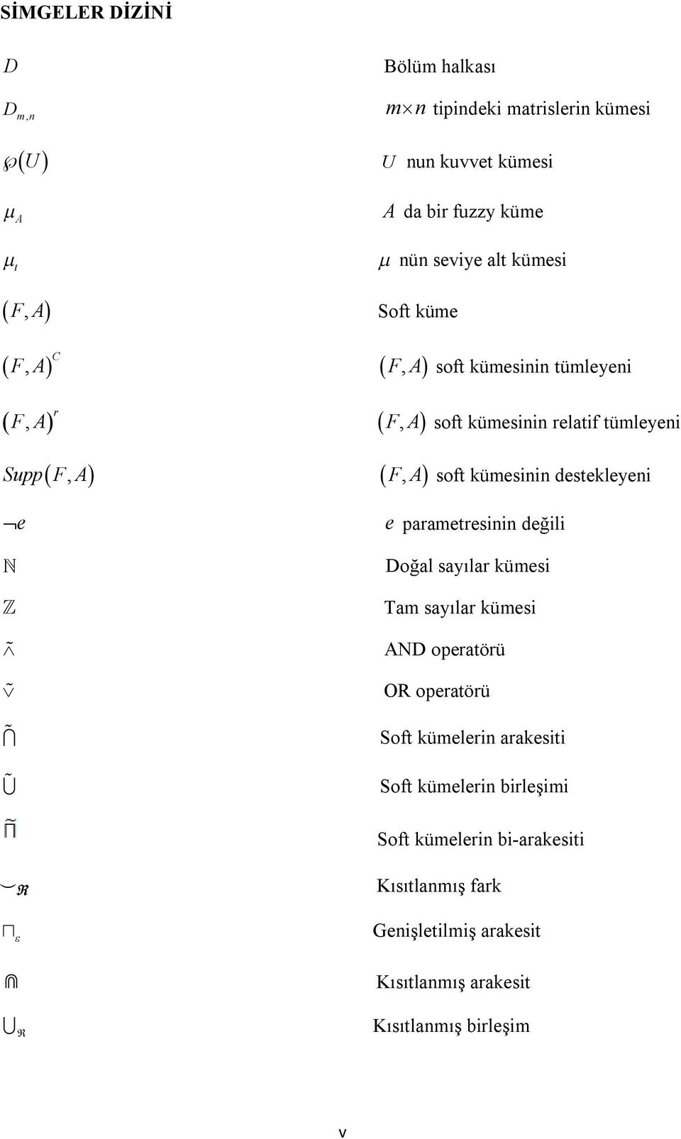 kümesnn destekleyen e e parametresnn değl Doğal sayılar kümes Tam sayılar kümes AND operatörü OR operatörü Soft kümelern