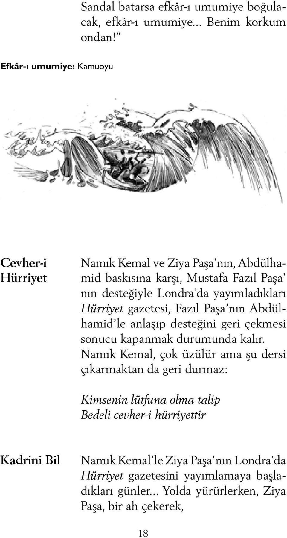 yayımladıkları Hürriyet gazetesi, Fazıl Paşa nın Ab dülhamid le anlaşıp desteğini geri çekmesi sonucu kapanmak durumunda kalır.